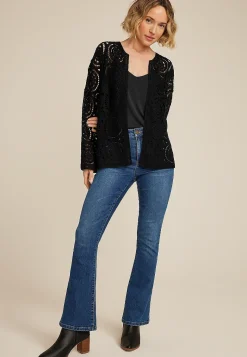 Maurices Sweaters Cardigans & Kimonos-Crochet Long Sleeve Cardigan