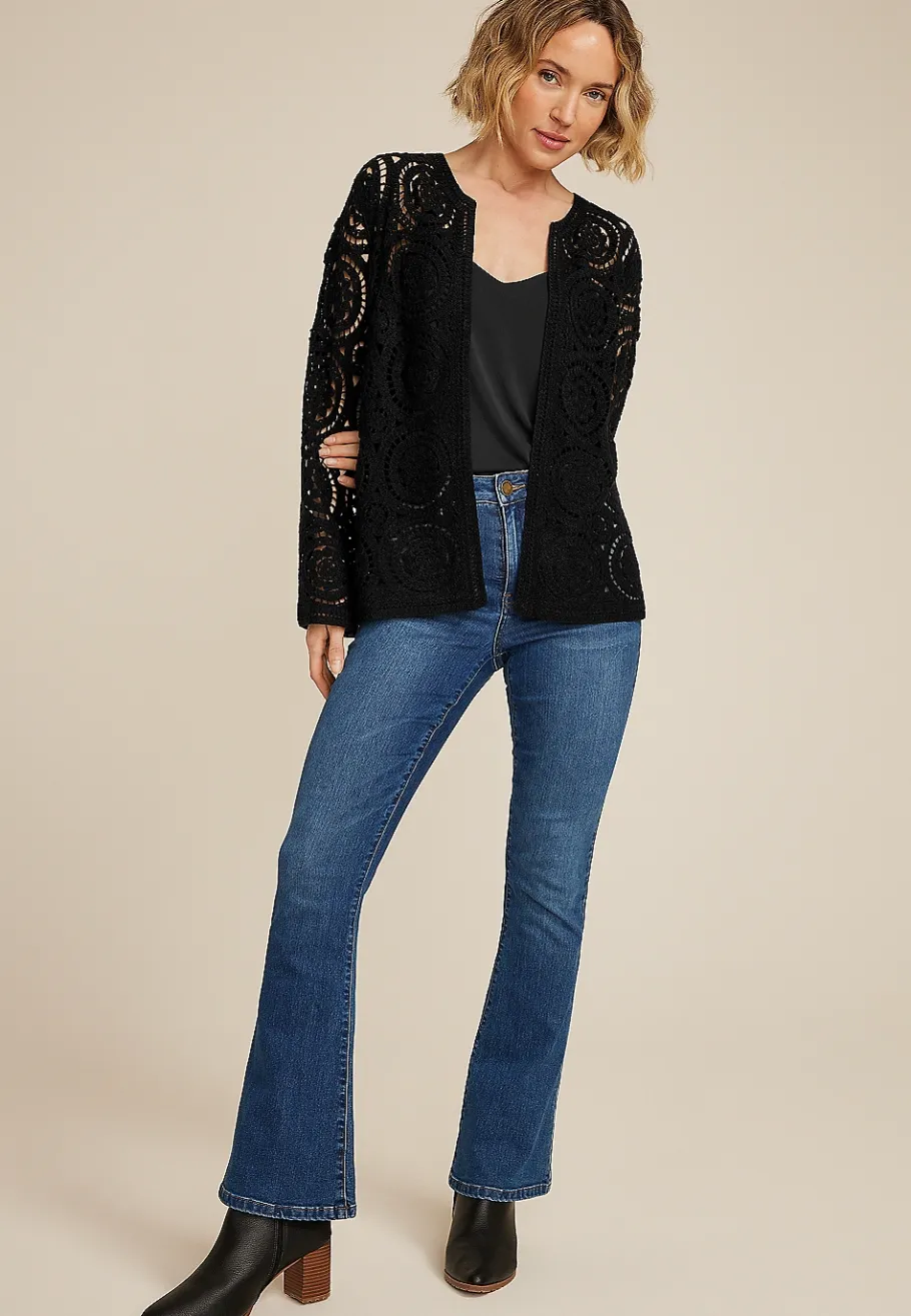 Maurices Sweaters Cardigans & Kimonos-Crochet Long Sleeve Cardigan