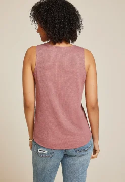 Maurices Tanks & Camis-Crochet Yoke Henley Tank Top