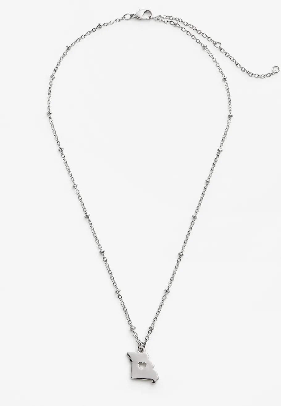 Maurices Necklaces-Dainty Silver State Necklace