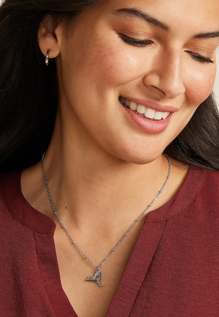 Maurices Necklaces-Dainty Silver State Necklace