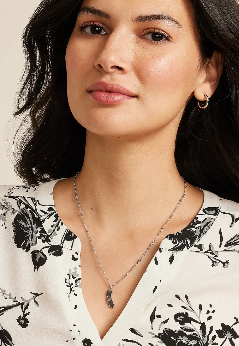 Maurices Necklaces-Dainty Silver State Necklace