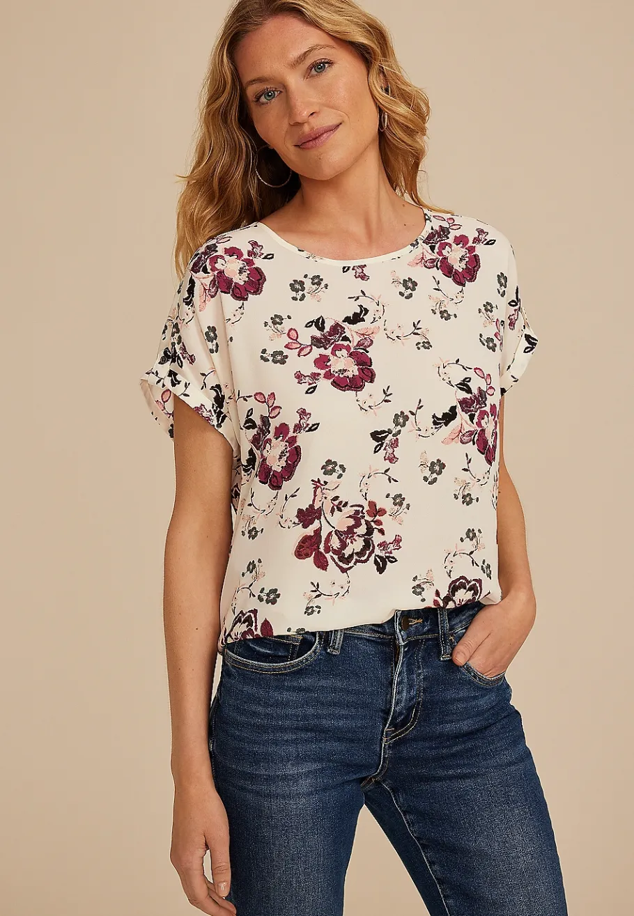 Maurices Shirts & Blouses-Delton Floral Zipper Back Blouse