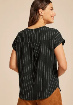 Maurices Shirts & Blouses-Delton Pinstriped Zipper Back Blouse