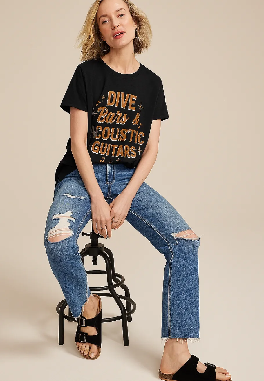 Maurices Tees|Graphics-Dive Bars Acoustic Guitar Classic Fit Graphic Tee