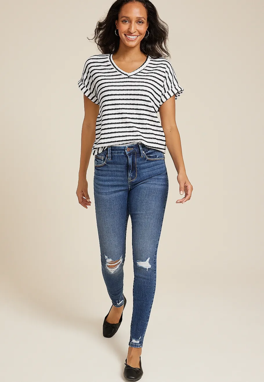 Maurices Jeggings & Skinny Jeans|Jeggings & Skinny Jeans-edgely™ Dark High Rise Ripped Cheeky Super Skinny Jean