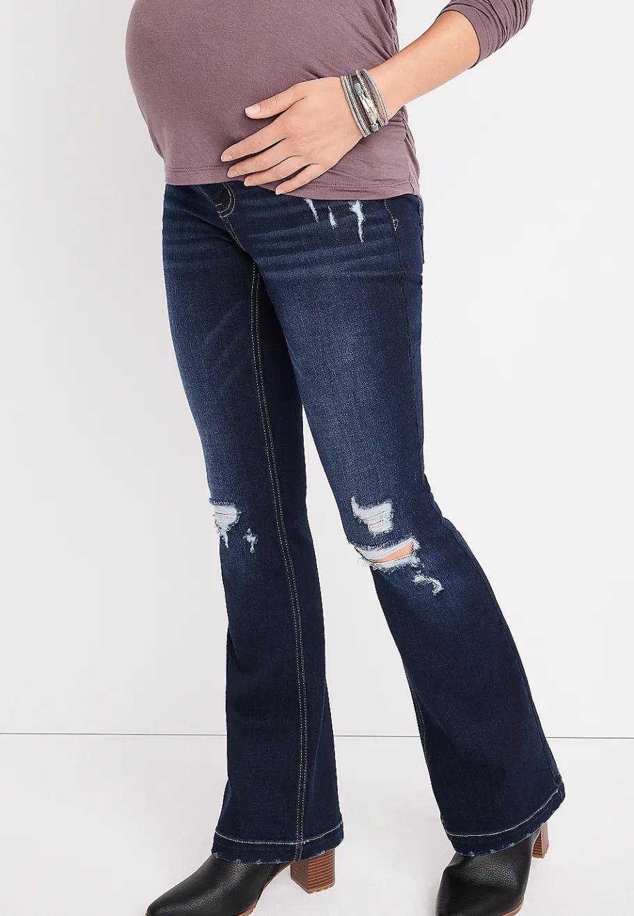 Maurices Maternity-edgely™ Flare Side Panel Maternity Ripped Jean