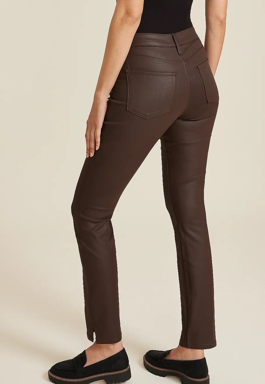 Maurices Straight Jeans|Straight Jeans-edgely™ High Rise Brown Coated Slim Straight Jean