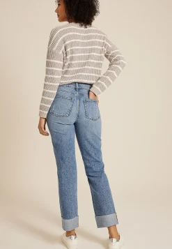 Maurices Straight Jeans|Straight Jeans-edgely™ High Rise Raw Cuff Hem Relaxed Straight Jean