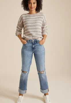 Maurices Straight Jeans|Straight Jeans-edgely™ High Rise Raw Cuff Hem Relaxed Straight Jean