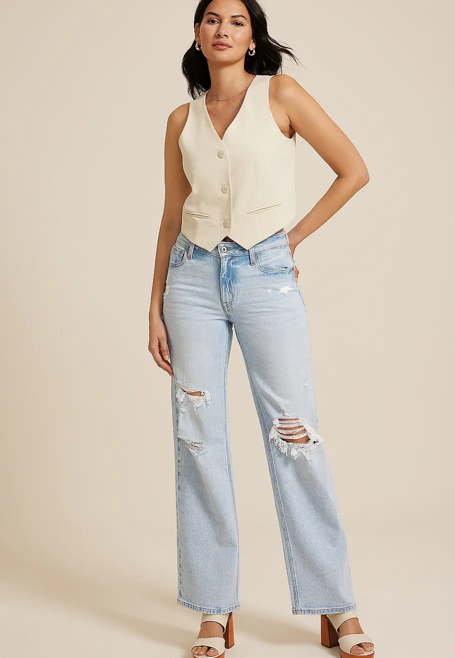 Maurices Flare & Wide Leg Jeans|Flare & Wide Leg Jeans-edgely™ High Rise Ripped Wide Leg Jean