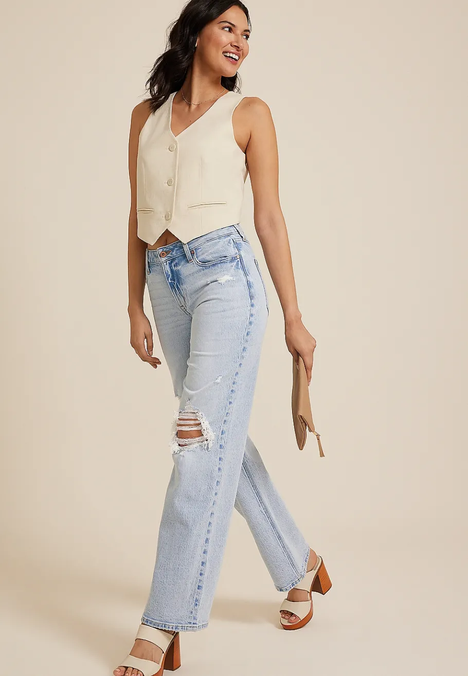 Maurices Flare & Wide Leg Jeans|Flare & Wide Leg Jeans-edgely™ High Rise Ripped Wide Leg Jean