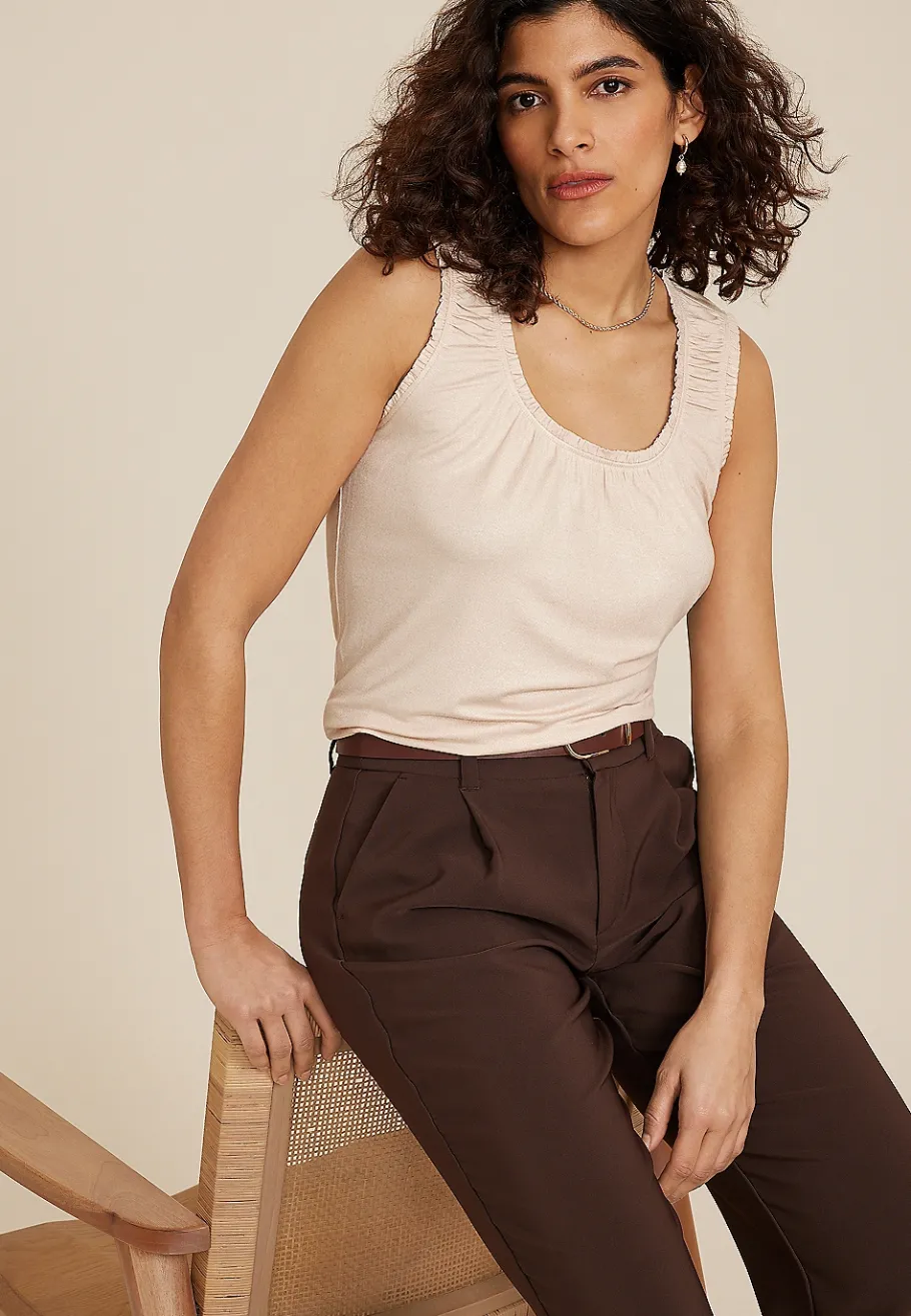 Maurices Tanks & Camis-Effortless Ruched Shimmer Tank Top