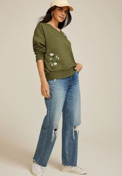 Maurices Sweatshirts|Graphics-Embroidered Floral Sweatshirt