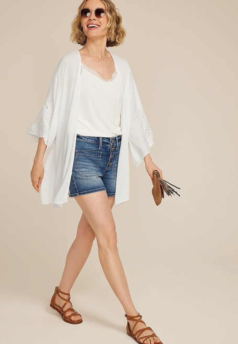 Maurices Sweaters Cardigans & Kimonos-Embroidered Sleeve Kimono