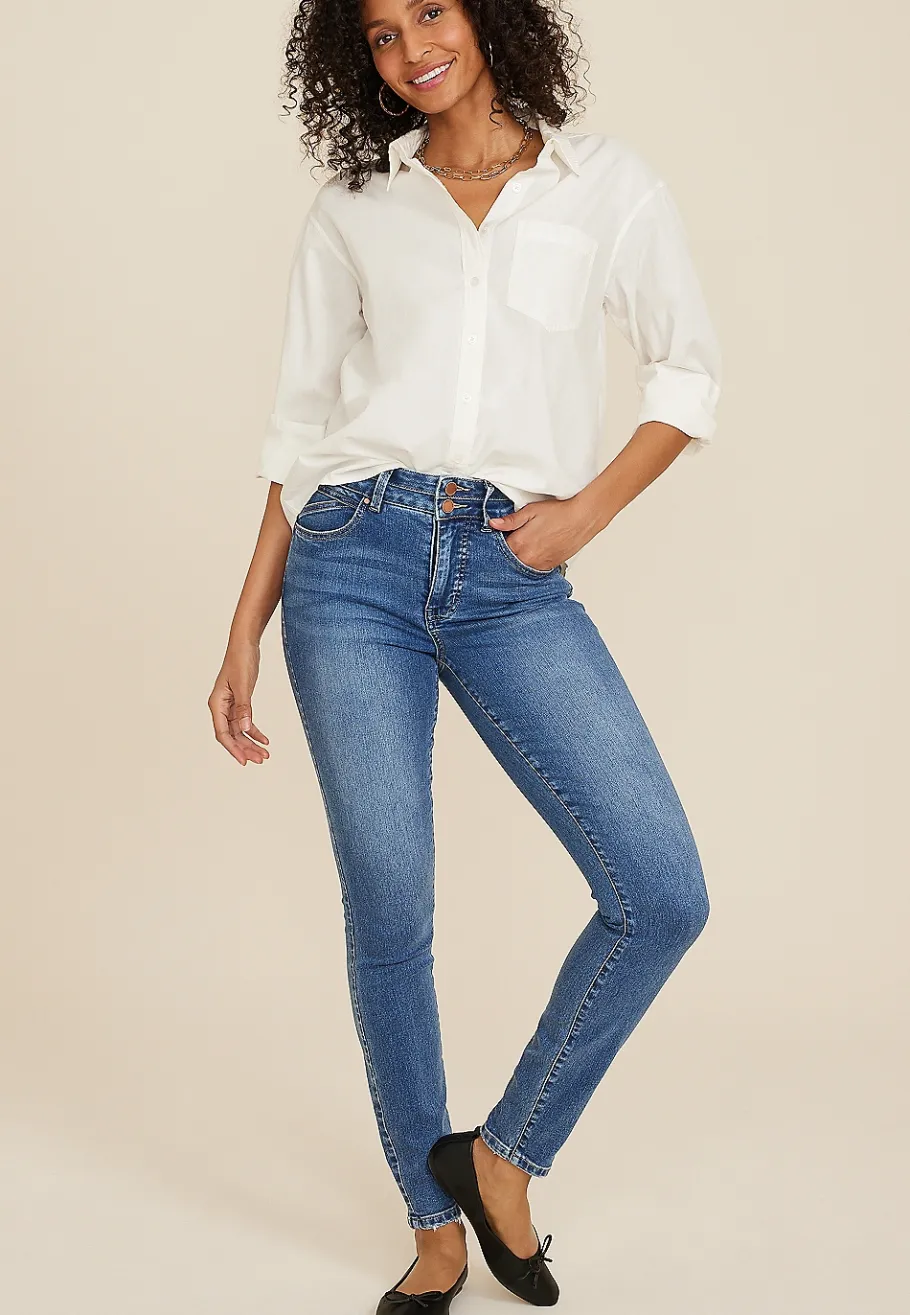 Maurices Jeggings & Skinny Jeans|Jeggings & Skinny Jeans-Everflex™ High Rise Stacked Waist Double Button Super Skinny Jean
