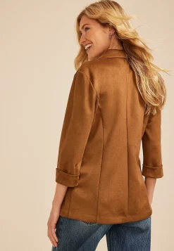 Maurices Blazers-Faux Suede Open Front Blazer