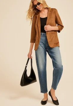 Maurices Blazers-Faux Suede Open Front Blazer
