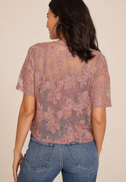 Maurices Shirts & Blouses-Floral Embroidered Mesh Blouse