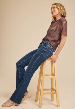 Maurices Tees|Shirts & Blouses-Floral Embroidered Mesh Short Sleeve Top