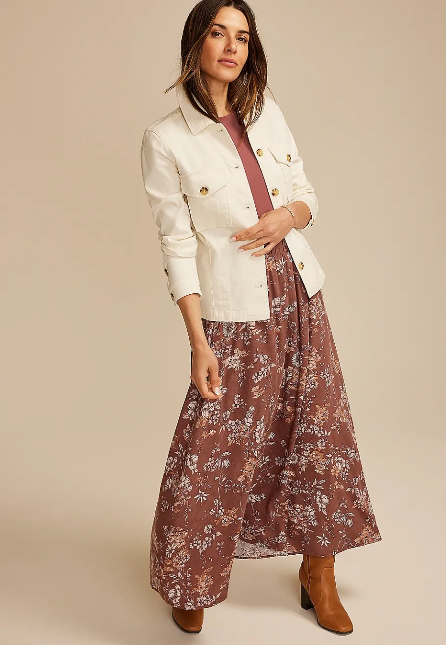 Maurices Skirts-Floral High Rise Maxi Skirt