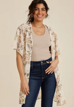 Maurices Sweaters Cardigans & Kimonos-Floral Kimono