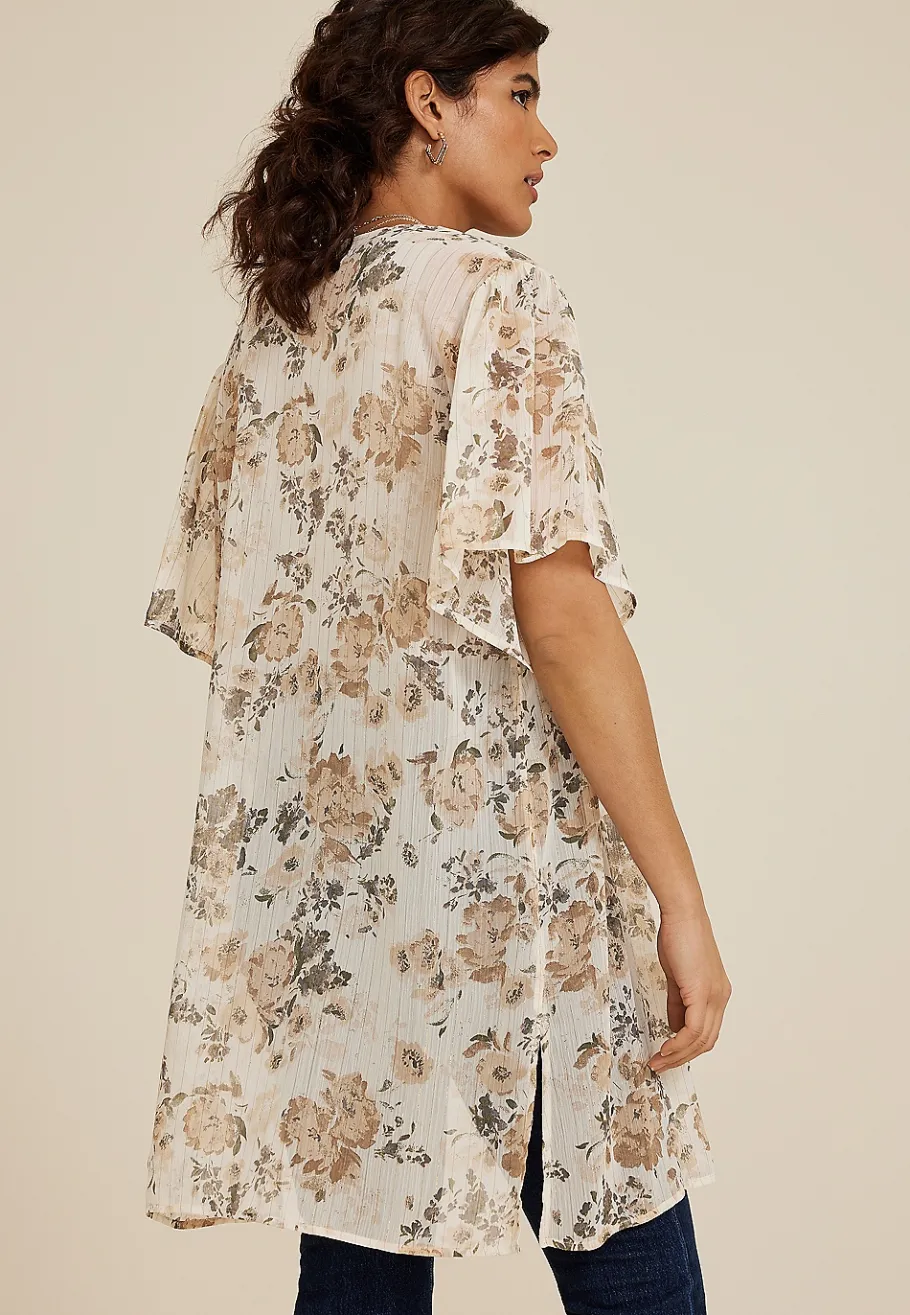 Maurices Sweaters Cardigans & Kimonos-Floral Kimono