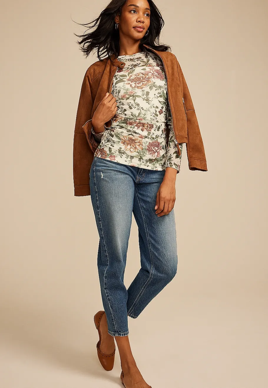 Maurices Tees|Shirts & Blouses-Floral Mesh Blouse