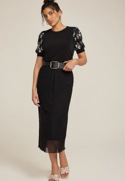 Maurices Tees|Shirts & Blouses-Floral Mesh Puff Sleeve Top