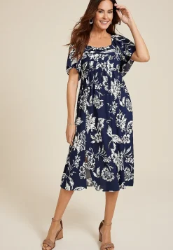 Maurices Wedding Guest & Cocktail Dresses-Floral Pleated Bodice Midi Dress