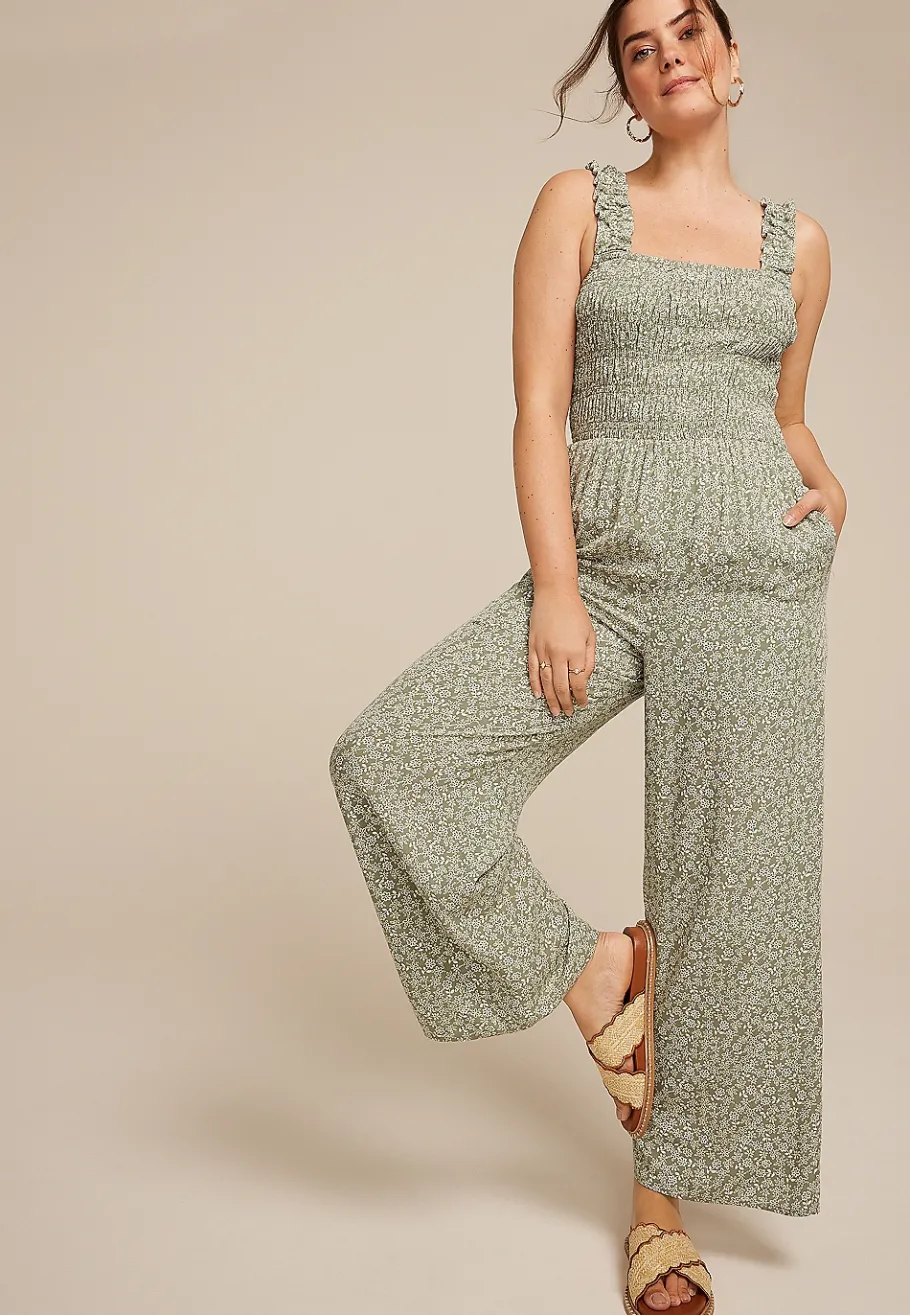 Maurices Wedding Guest & Cocktail Dresses-Floral Smocked Jumpsuit