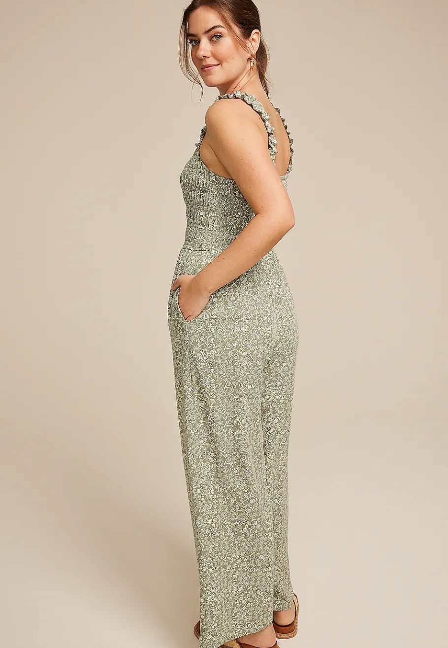 Maurices Wedding Guest & Cocktail Dresses-Floral Smocked Jumpsuit
