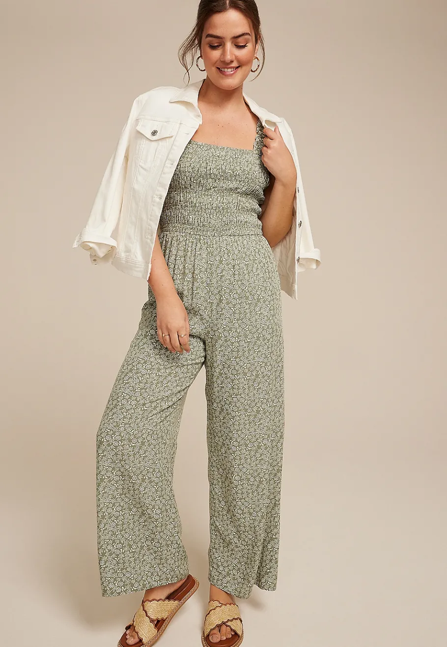 Maurices Wedding Guest & Cocktail Dresses-Floral Smocked Jumpsuit