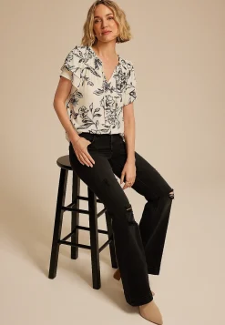 Maurices Shirts & Blouses-Floral Tiered Short Sleeve Blouse