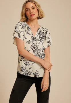 Maurices Shirts & Blouses-Floral Tiered Short Sleeve Blouse