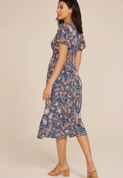 Maurices Wedding Guest & Cocktail Dresses-Floral V Neck Hanky Hem Midi Dress