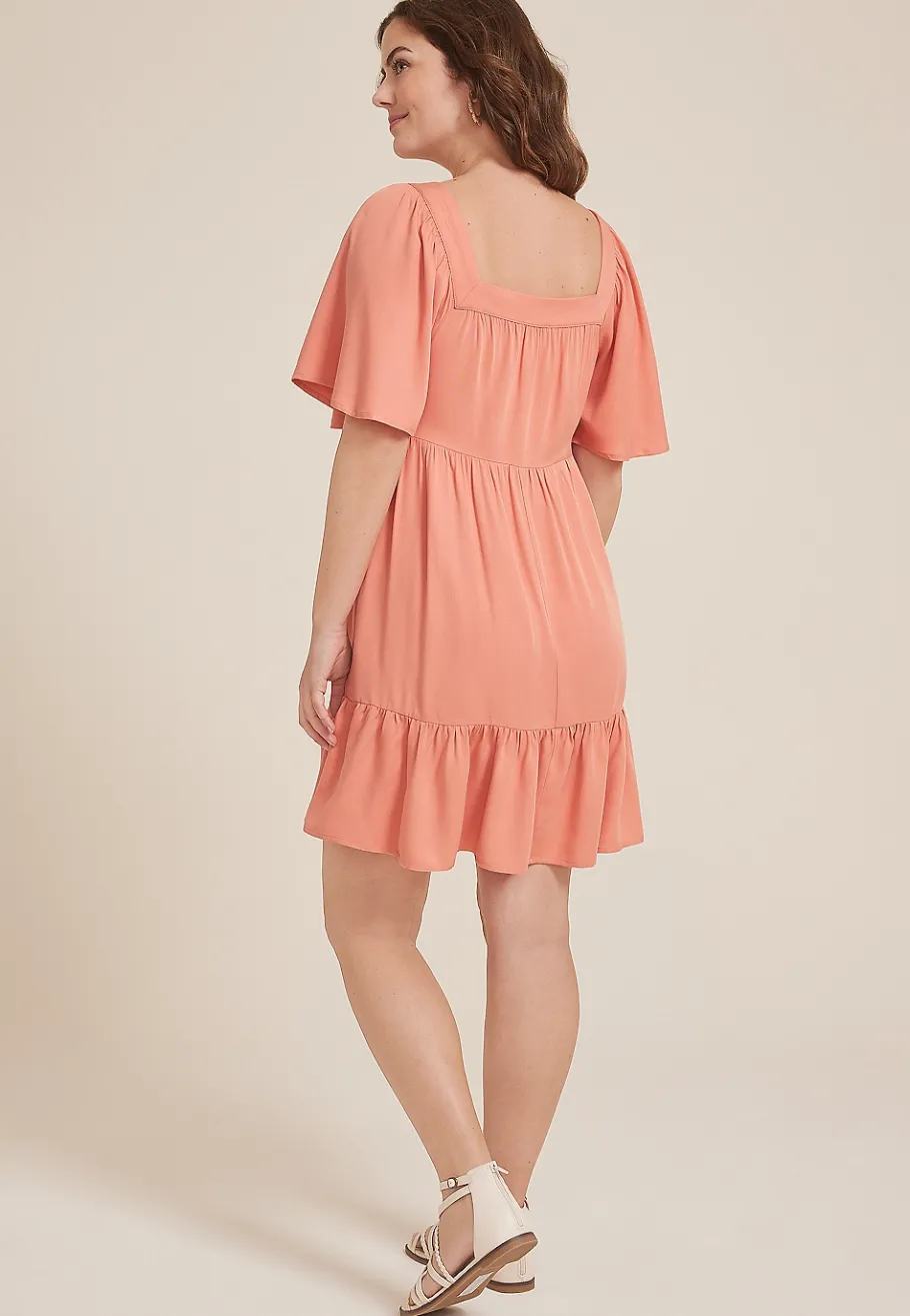 Maurices Wedding Guest & Cocktail Dresses-Flutter Sleeve Babydoll Dress