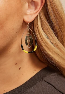 Maurices Earrings-Game Day Black And Yellow Beaded Teardrop Earrings