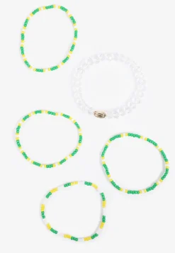 Maurices Bracelets & Anklets-Game Day Green And Yellow Stretch Bracelet Set
