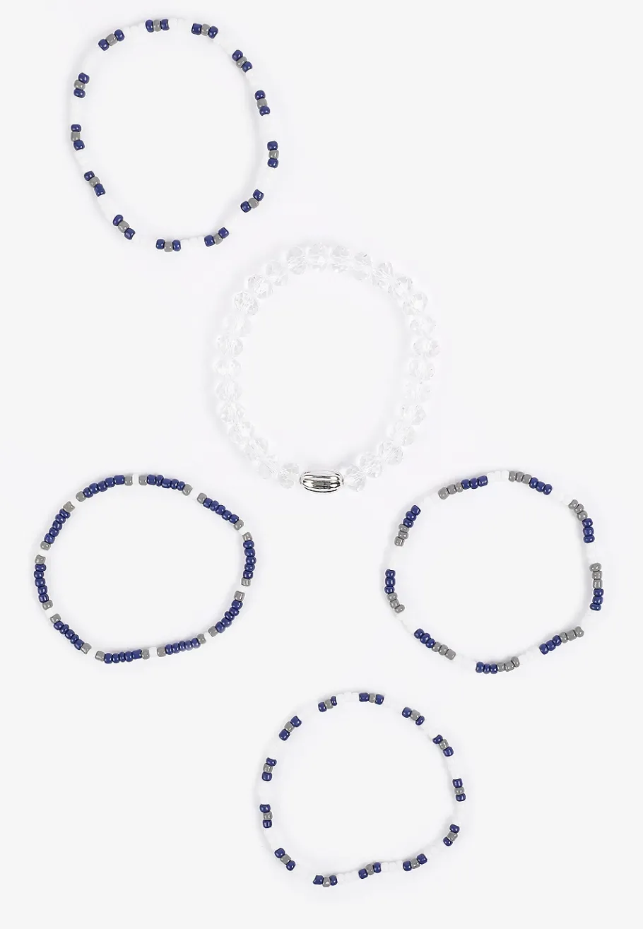 Maurices Bracelets & Anklets-Game Day Navy Blue And White Stretch Bracelet Set