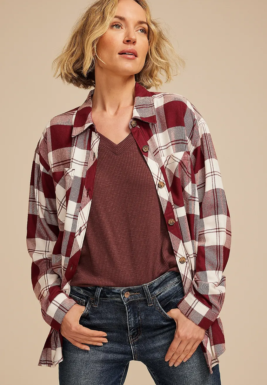 Maurices Plaid & Button Down Shirts-Game Day Plaid Button Down Shirt