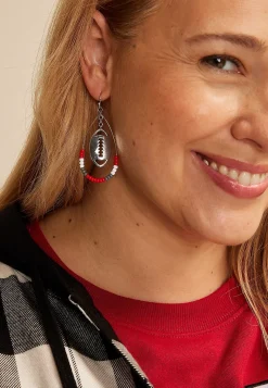 Maurices Earrings-Game Day Red And White Beaded Teardrop Earrings