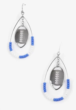 Maurices Earrings-Game Day Royal Blue And White Beaded Teardrop Earrings