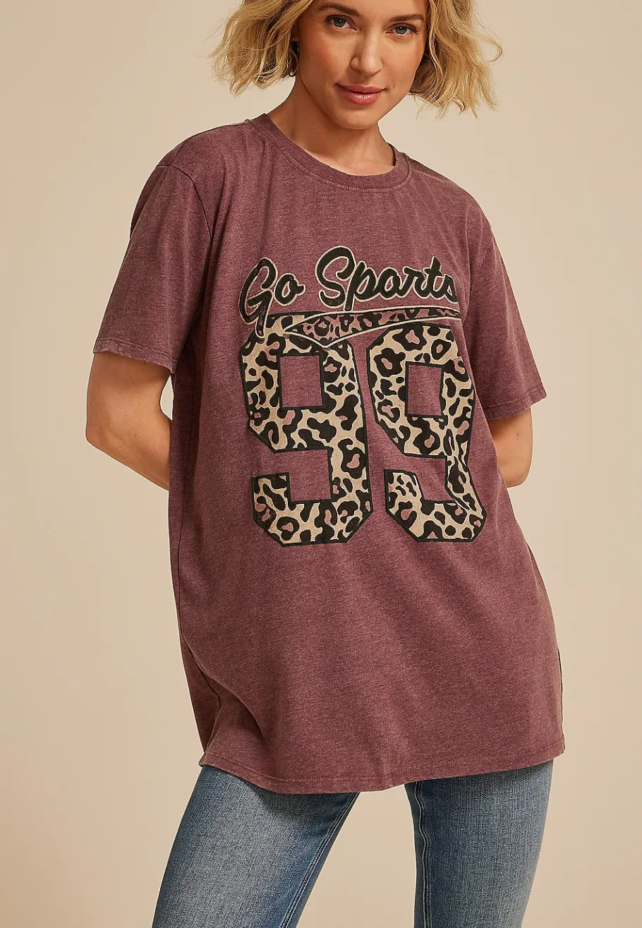 Maurices Tees|Graphics-Go Sports Leopard Print Oversized Fit Graphic Tee