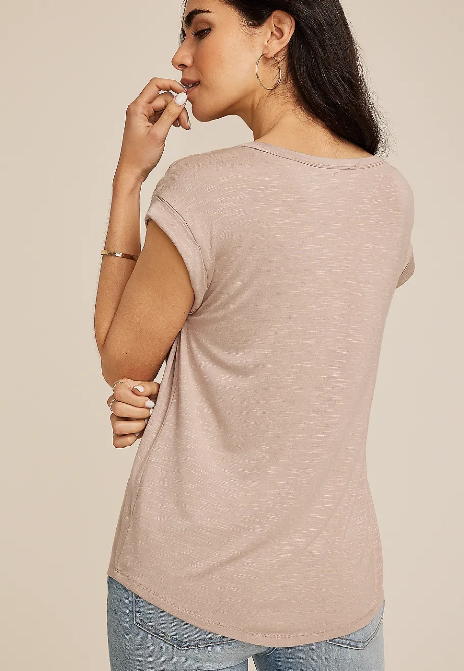 Maurices Tees-Grommet Shoulder Scoop Neck Tee