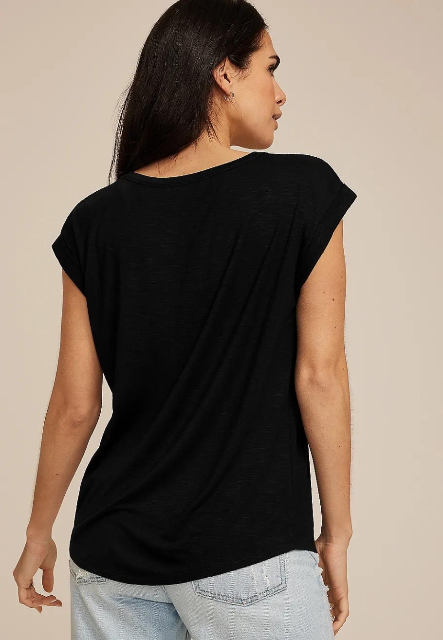 Maurices Tees-Grommet Shoulder Scoop Neck Tee