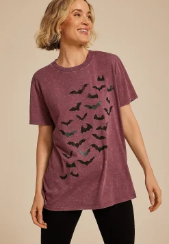 Maurices Tees|Graphics-Halloween Bats Oversized Fit Graphic Tee