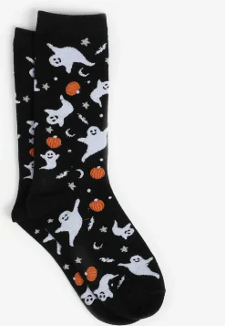 Maurices Socks & Tights-Halloween Pumpkins And Ghosts Crew Socks
