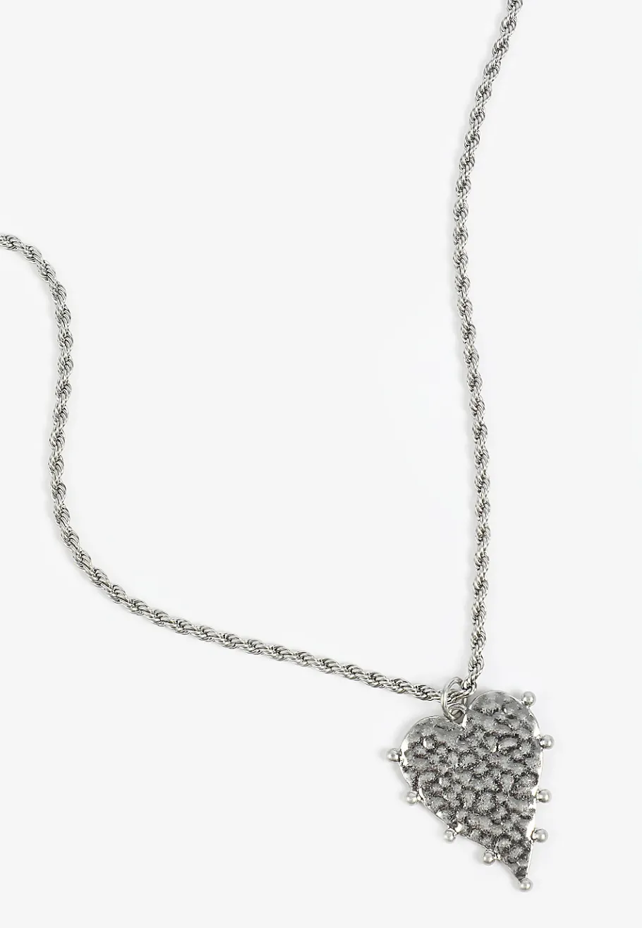 Maurices Necklaces|Matching Sets-Hammered Studded Heart Pendant Necklace