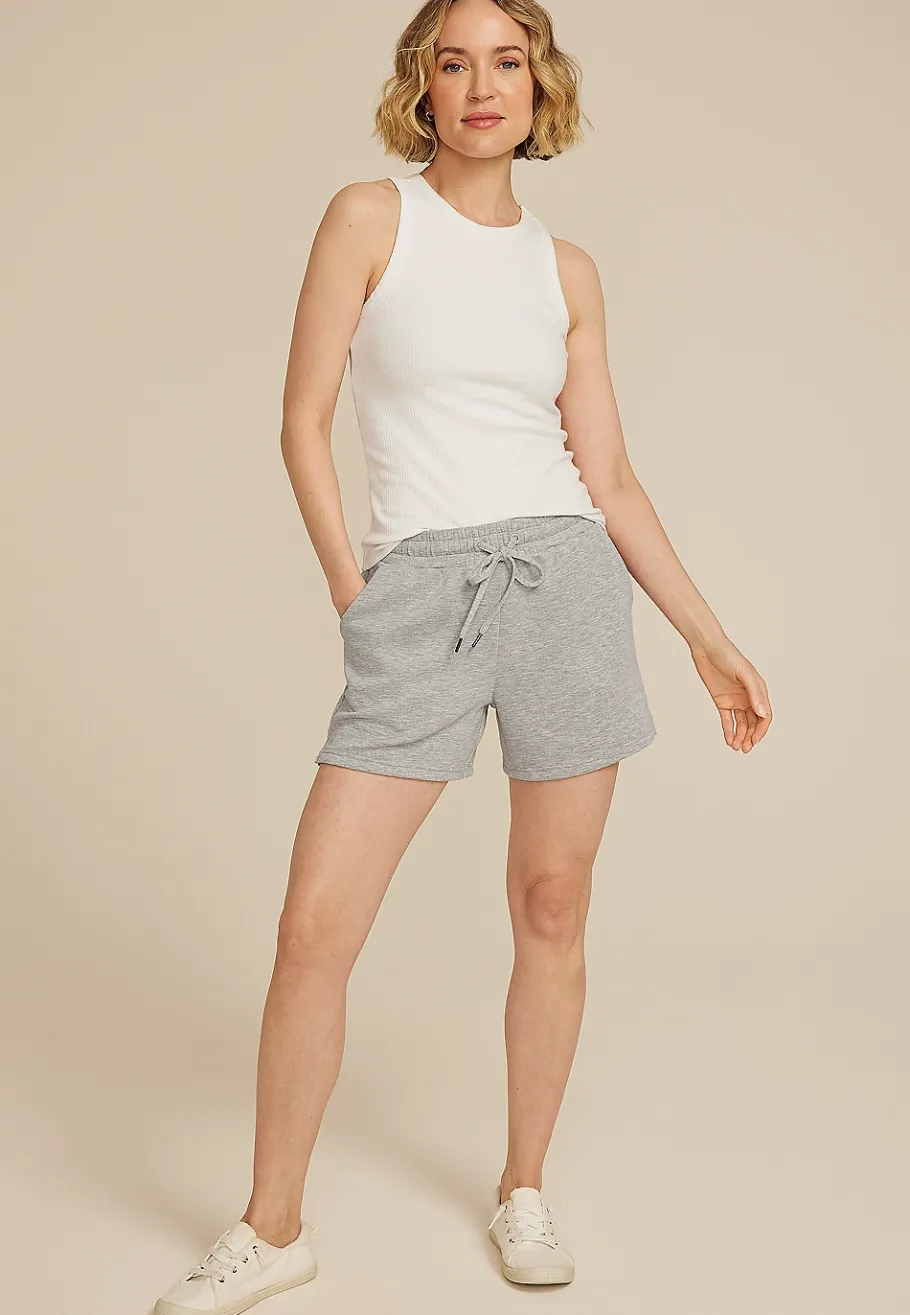 Maurices Shorts-Heathered Cloud Scuba Knit High Rise 4in Short